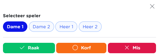 Formulier om speler te selecteren