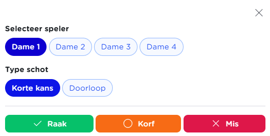 Formulier voor vastleggen doelpoging